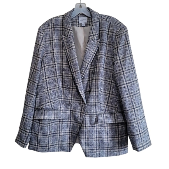 Nine West Women Gray Plaid Doublebreasted Blazer Jacket Size XXL - Picture 1 of 8
